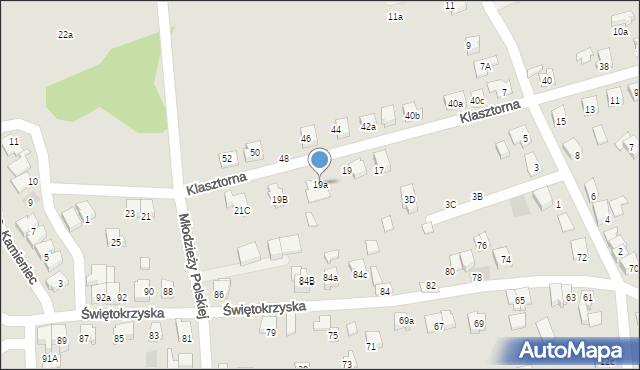 Kęty, Klasztorna, 19a, mapa Kęty