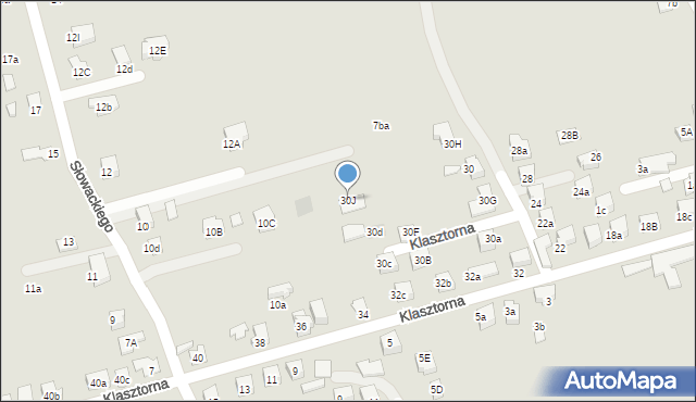 Kęty, Klasztorna, 30J, mapa Kęty