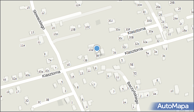 Kęty, Klasztorna, 36, mapa Kęty