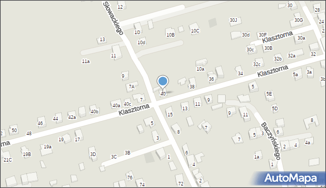 Kęty, Klasztorna, 40, mapa Kęty