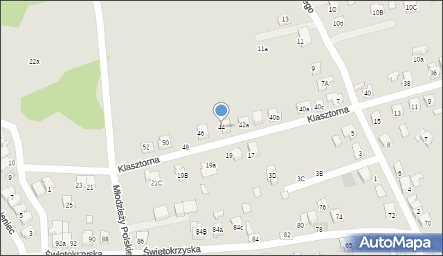 Kęty, Klasztorna, 44, mapa Kęty
