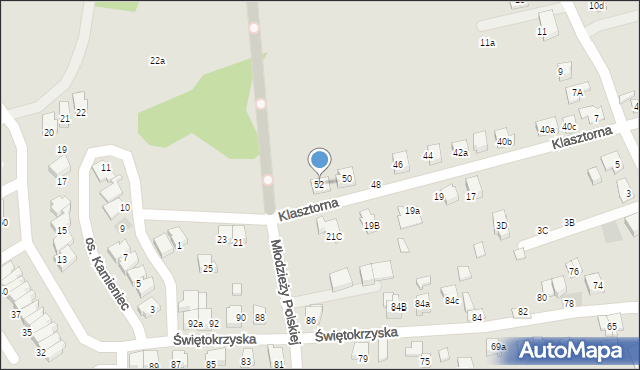 Kęty, Klasztorna, 52, mapa Kęty