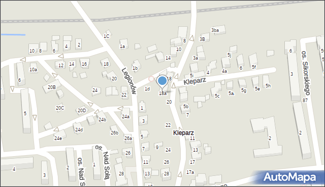 Kęty, Kleparz, 18a, mapa Kęty