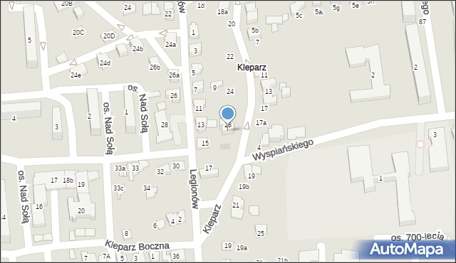 Kęty, Kleparz, 28A, mapa Kęty