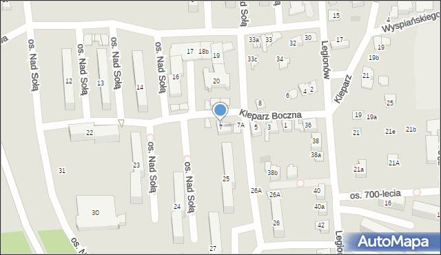 Kęty, Kleparz Boczna, 7, mapa Kęty