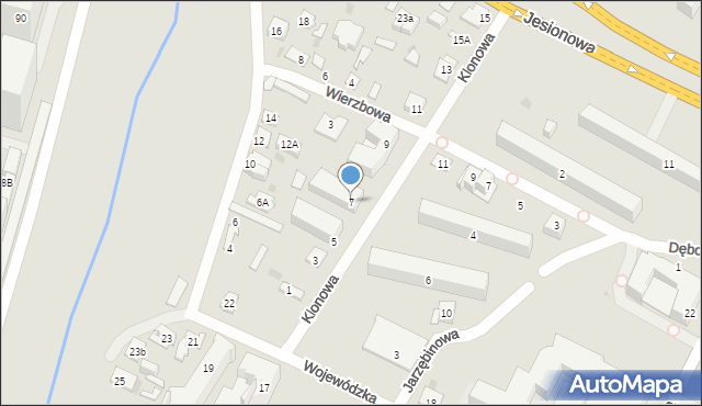 Kielce, Klonowa, 7, mapa Kielc