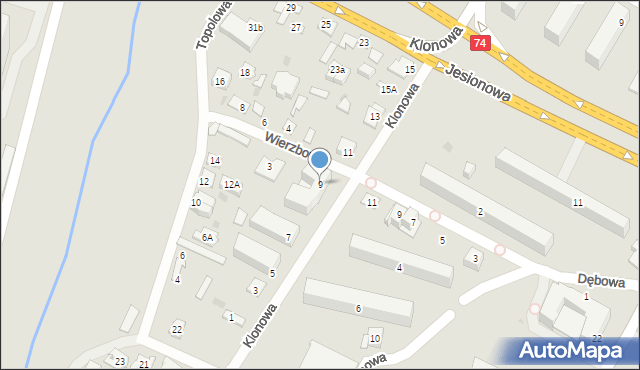 Kielce, Klonowa, 9, mapa Kielc