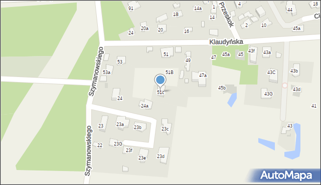 Klaudyn, Klaudyńska, 51c, mapa Klaudyn