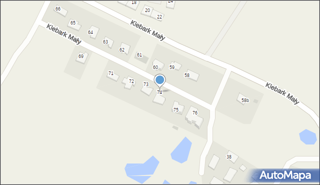 Klebark Mały, Klebark Mały, 74, mapa Klebark Mały