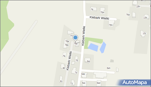 Klebark Wielki, Klebark Wielki, 75a, mapa Klebark Wielki