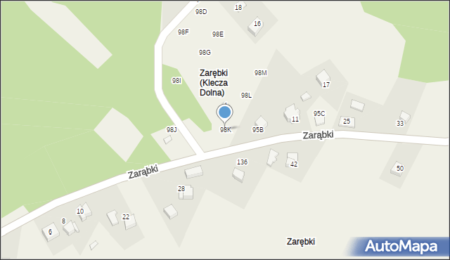 Klecza Górna, Klecza Górna, 98K, mapa Klecza Górna