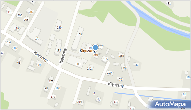 Klęczany, Klęczany, 210, mapa Klęczany