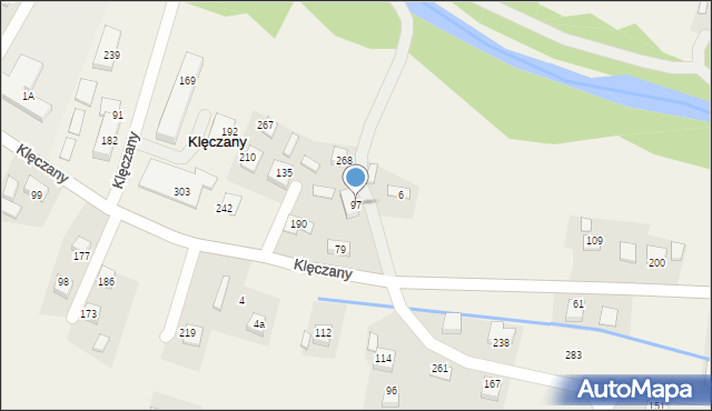 Klęczany, Klęczany, 97, mapa Klęczany