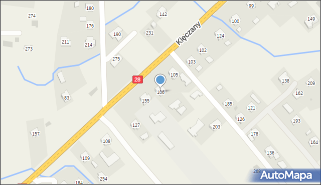 Klęczany, Klęczany, 106, mapa Klęczany