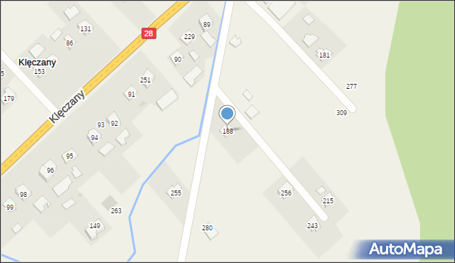 Klęczany, Klęczany, 188, mapa Klęczany