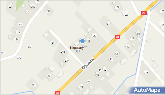 Klęczany, Klęczany, 85, mapa Klęczany