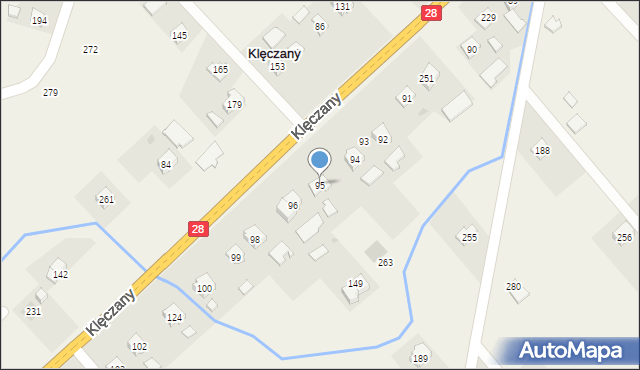 Klęczany, Klęczany, 95, mapa Klęczany