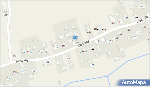 Klęczany, Klęczany, 125, mapa Klęczany