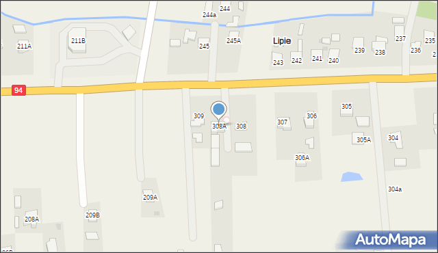 Klęczany, Klęczany, 308A, mapa Klęczany