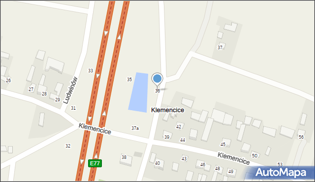 Klemencice, Klemencice, 36, mapa Klemencice