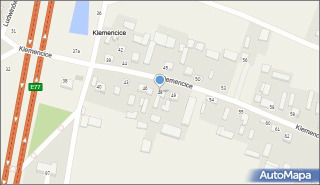 Klemencice, Klemencice, 48, mapa Klemencice