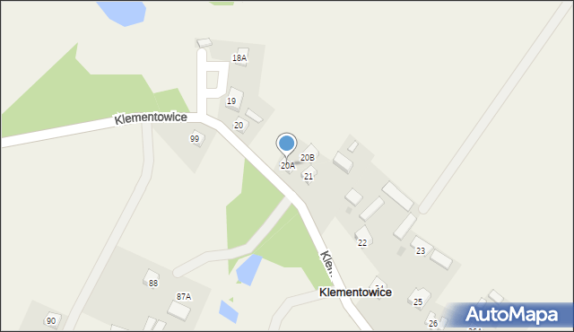 Klementowice, Klementowice, 20A, mapa Klementowice