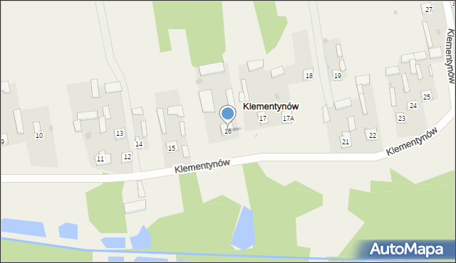 Klementynów, Klementynów, 16, mapa Klementynów