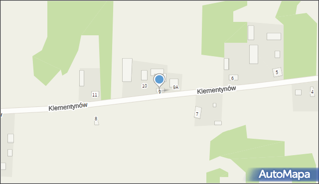 Klementynów, Klementynów, 9, mapa Klementynów