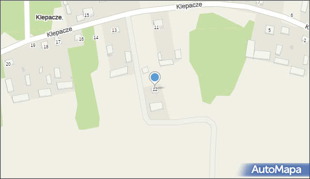 Klepacze, Klepacze, 12, mapa Klepacze