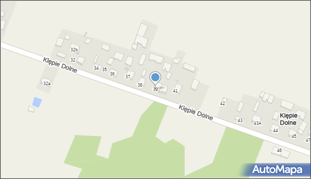 Klępie Dolne, Klępie Dolne, 39, mapa Klępie Dolne