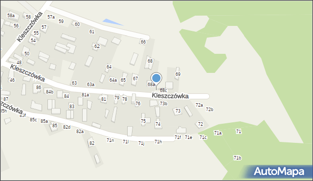 Kleszczówka, Kleszczówka, 68b, mapa Kleszczówka