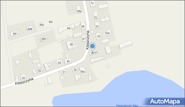 Kleszczyna, Kleszczyna, 55, mapa Kleszczyna