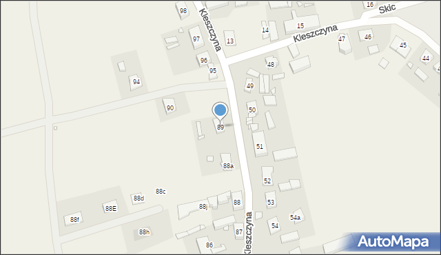 Kleszczyna, Kleszczyna, 89, mapa Kleszczyna