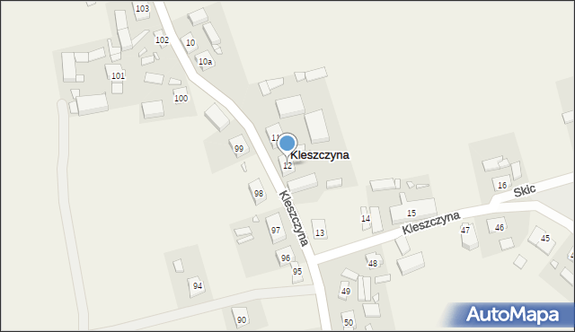 Kleszczyna, Kleszczyna, 12, mapa Kleszczyna