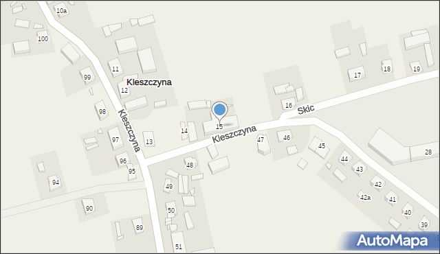 Kleszczyna, Kleszczyna, 15, mapa Kleszczyna