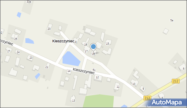 Kleszczyniec, Kleszczyniec, 16, mapa Kleszczyniec