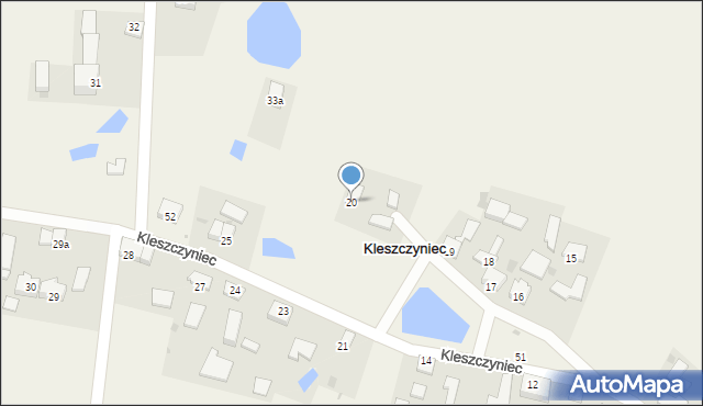 Kleszczyniec, Kleszczyniec, 20, mapa Kleszczyniec