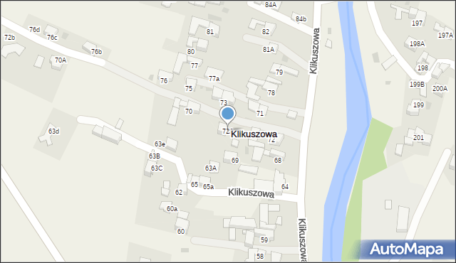 Klikuszowa, Klikuszowa, 72A, mapa Klikuszowa