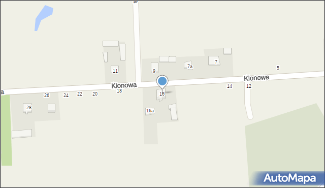Kłoczew, Klonowa, 16, mapa Kłoczew