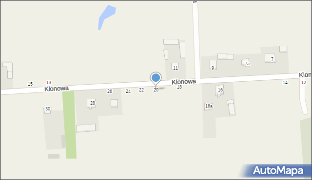 Kłoczew, Klonowa, 20, mapa Kłoczew