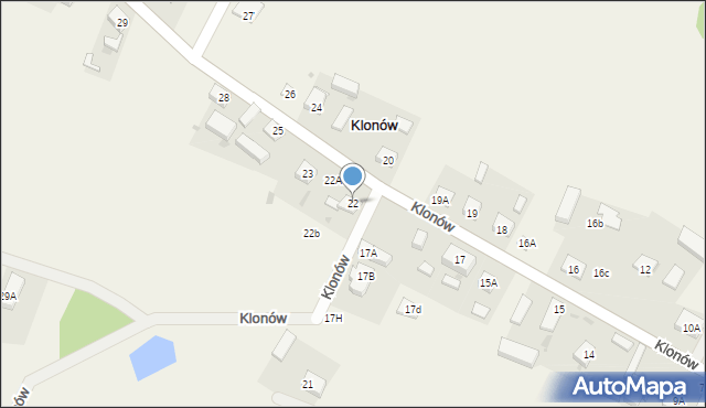 Klonów, Klonów, 22, mapa Klonów