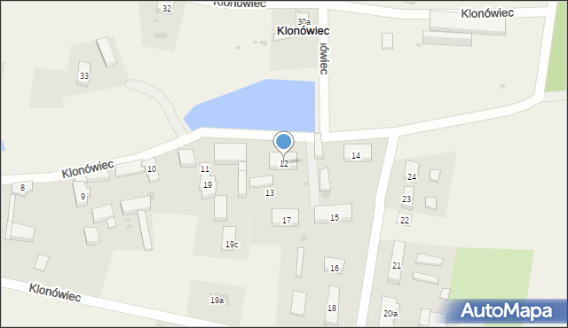 Klonówiec, Klonówiec, 12, mapa Klonówiec