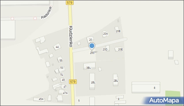 Kłudzienko, Kłudzienko, 20C, mapa Kłudzienko