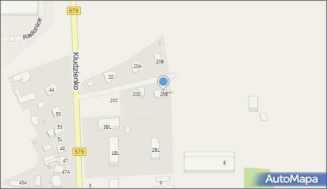 Kłudzienko, Kłudzienko, 20E, mapa Kłudzienko