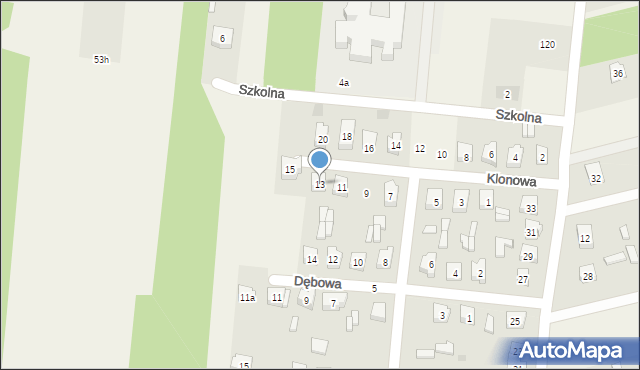 Kluki, Klonowa, 13, mapa Kluki