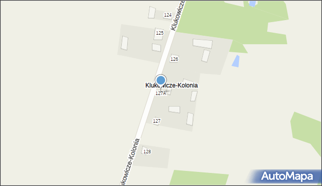 Klukowicze, Klukowicze-Kolonia, 127A, mapa Klukowicze