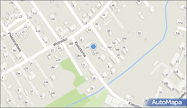 Knurów, Klasztorna, 12, mapa Knurów