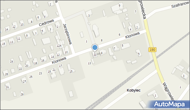 Kobylec, Klonowa, 11, mapa Kobylec