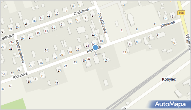 Kobylec, Klonowa, 17, mapa Kobylec