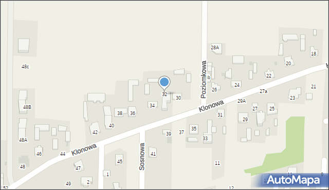 Koczargi Stare, Klonowa, 32, mapa Koczargi Stare